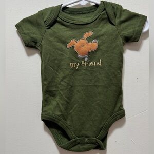 Green Baby Onesie with Dog Design